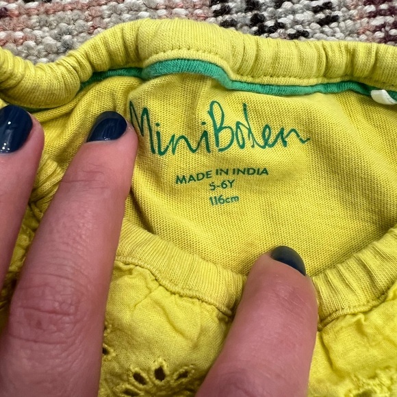 Mini Boden Golden Yellow Lace Collar Tee Shirt - Picture 6 of 6